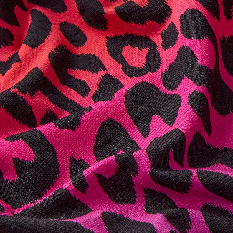 French Terry Sommersweat Farbverlauf Leopard Digitaldruck | by Poppy – purpur/feuerrot,  image number 2