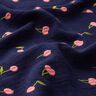 Musselin/ Doppel-Krinkel Gewebe gestickte Kirschen | Poppy Fabrics – nachtblau/rosa,  thumbnail number 2