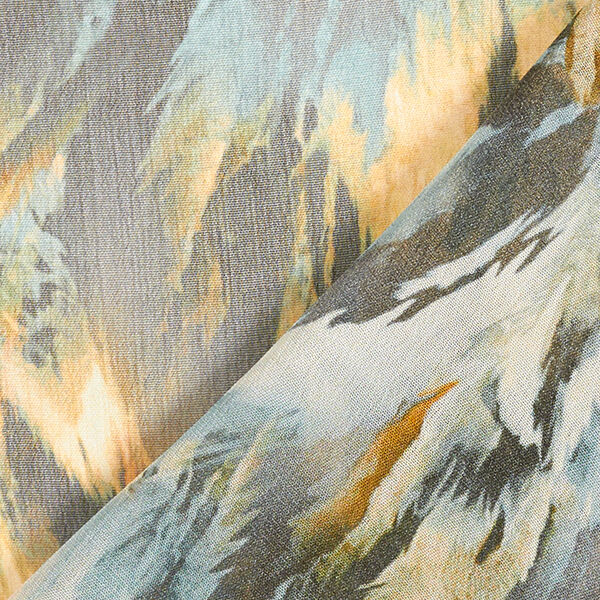 Chiffon Seidenmix abstrakte Blätter – grün/gelboliv, image number 5
