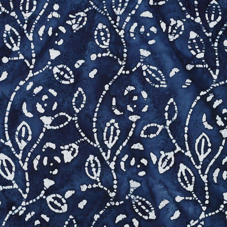 Viskose-Voile Batik Blätterzweige – indigo/weiss,  image number 1