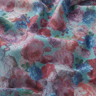 Baumwollmix Voile Rosen – blau, 