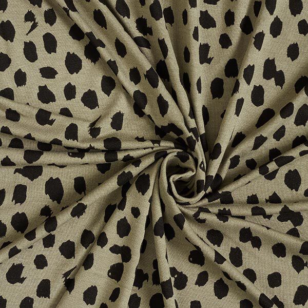 Viskosejersey Leopunkte – khaki/schwarz, image number 3