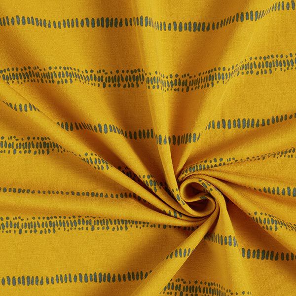 French Terry Sommersweat gestrichelte Linien – senf, image number 3