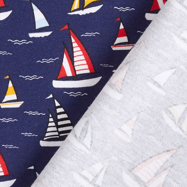 Baumwolljersey Segelboote – marineblau, image number 4