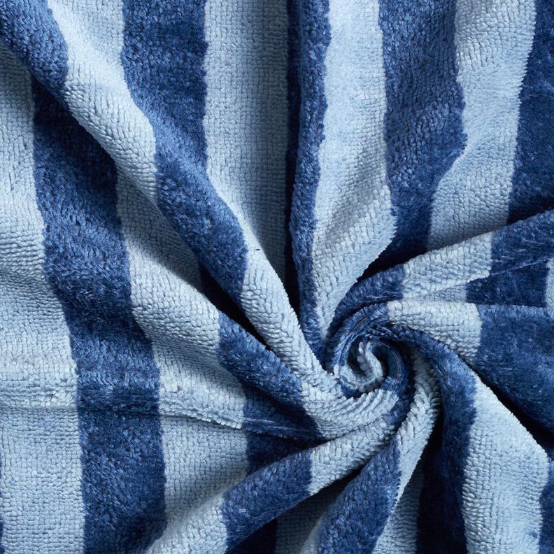 Frotteestoff Bambus Blockstreifen – hellblau/marineblau,  image number 4