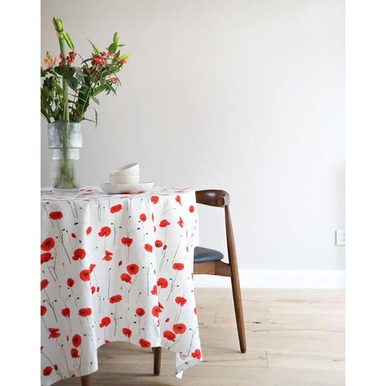 Dekostoff Halbpanama Mohn – weiss/rot,  image number 6
