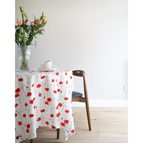Dekostoff Halbpanama Mohn – weiss/rot,  image number 6
