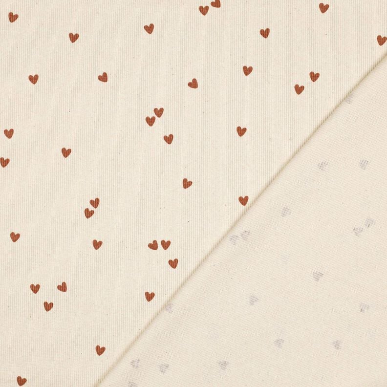 Rippenjersey verstreute Herzen | Poppy Fabrics – hellbeige/braun, image number 4