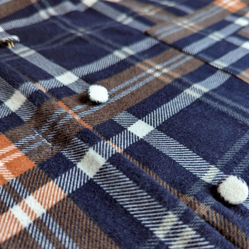 Baumwollflanell Karomuster Druck | by Poppy – marineblau/rehbraun,  image number 7