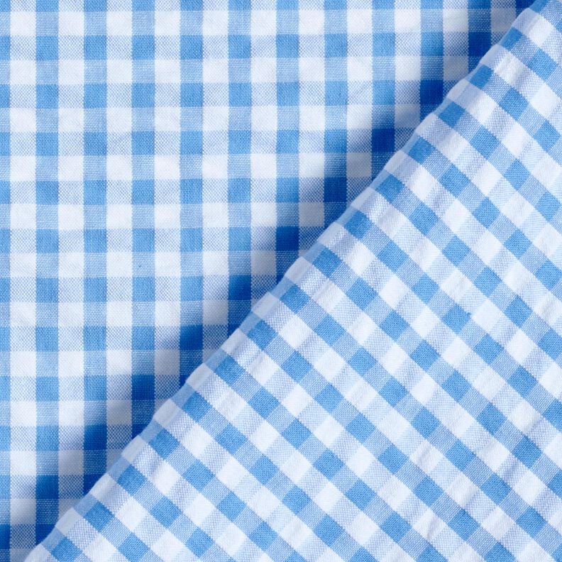 Seersucker Baumwolle gewebtes Karo – blau/weiss,  image number 4