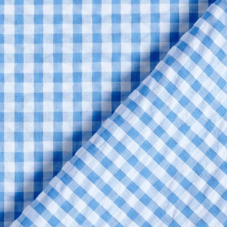 Seersucker Baumwolle gewebtes Karo – blau/weiss, image number 4