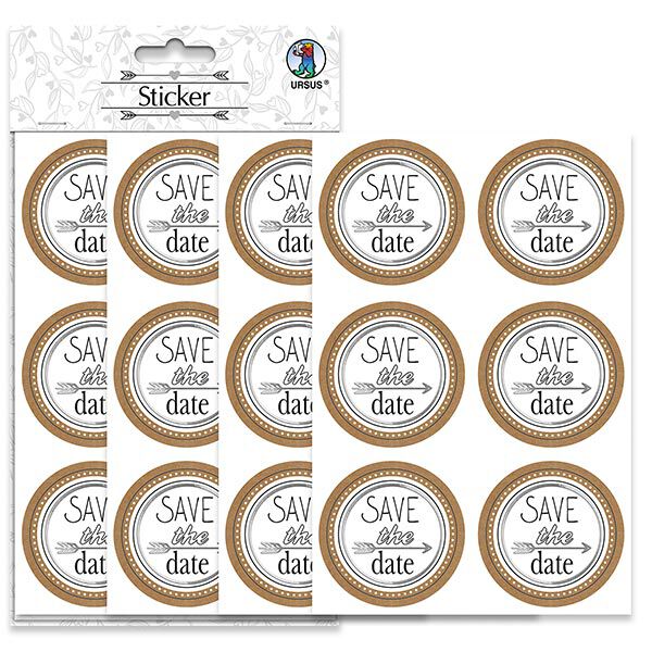 Sticker-Set Hochzeit Save the Date Ø 4,8 cm [ 24 Stück ] – wollweiss/beige,  image number 4