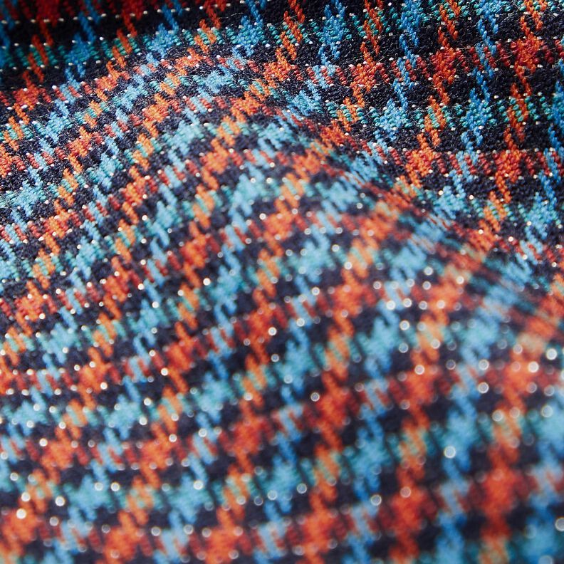 Viskose-Mix Karo mit Glitzer – türkis/orange,  image number 5