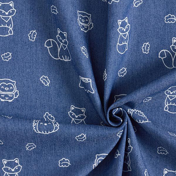Leichter Jeansstoff Waldtiere – jeansblau | Reststück 50cm