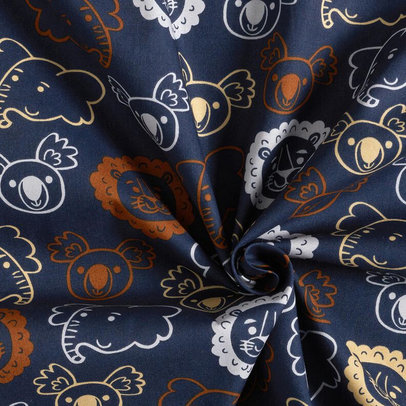 Baumwollpopeline Tiergesichter | Poppy Fabrics – blaugrau,  image number 3