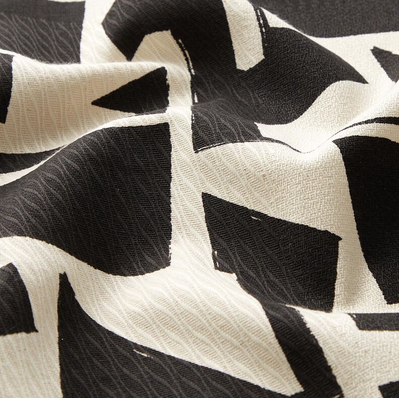 Dekostoff Jacquard abstrakte Struktur – schwarz/wollweiss, image number 2