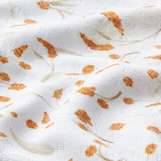 Feinstrickjersey mit Lochmuster Blumen – weiss | Reststück 50cm, 