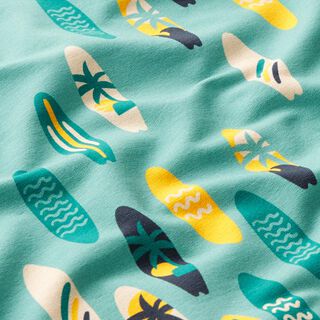 French Terry Sommersweat retro Surfboards  | PETIT CITRON – mint, 