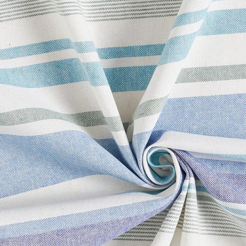 Dekostoff Halbpanama bunter Streifenmix recycelt – brilliantblau,  image number 3