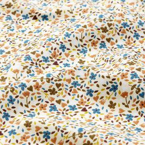 Baumwollstoff Cretonne verstreute Blüten – hellbeige/hellbraun, 