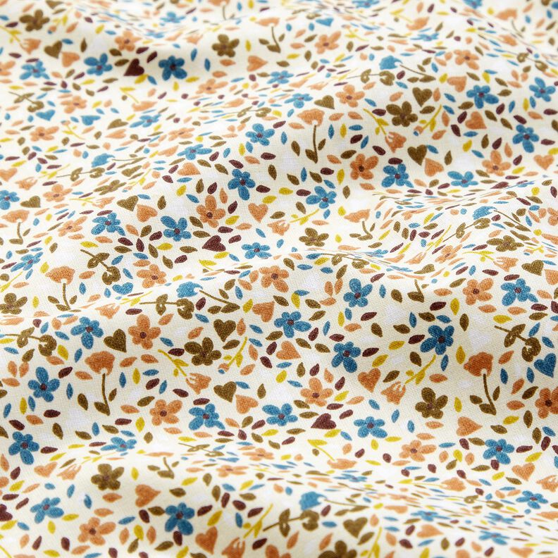 Baumwollstoff Cretonne verstreute Blüten – hellbeige/hellbraun, image number 2