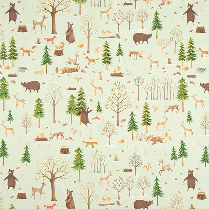 Dekostoff Halbpanama Waldtiere – mint,  image number 1