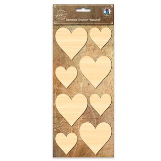 Bambus Sticker Herzen  – beige, 