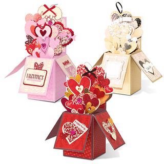 Pop-Up-Boxen-Set Valentinstag [ 3Stück ] – rot/pink, 