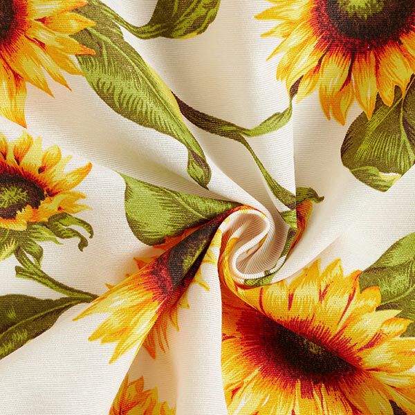 Dekostoff Canvas Sonnenblumen – natur/sonnengelb | Reststück 50cm