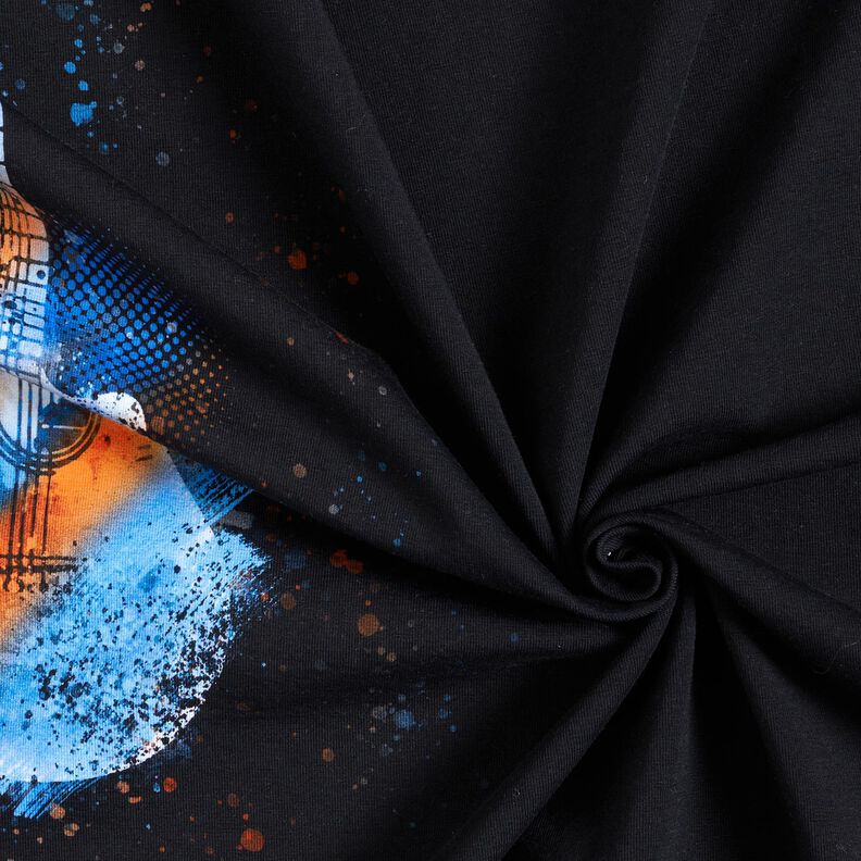 Baumwolljersey Panel Gitarre | Glitzerpüppi – schwarz/orange,  image number 3