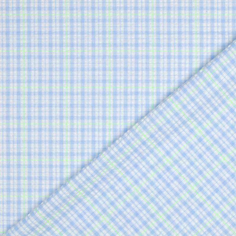 Seersucker Baumwoll-Mix Karo – hellblau/neongrün, image number 4