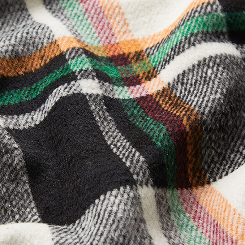 Mantelstoff bunte Karos – schwarz/weiss,  image number 2