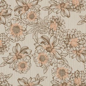 Musselin/ Doppel-Krinkel Gewebe Sommerblumen – helltaupe/mittelbraun, 