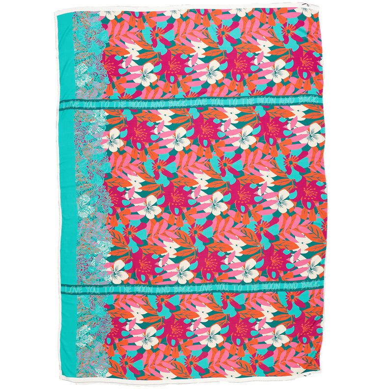 Viskose Voile grosse Blumen Borderdesign Panel – petrol, image number 1