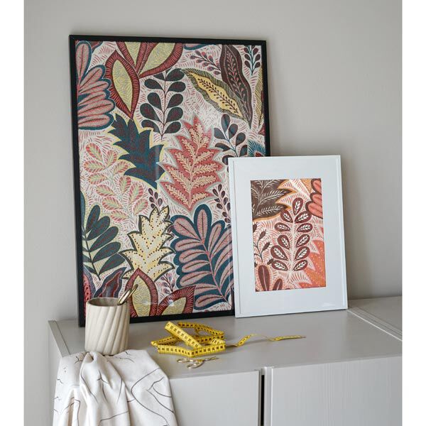 Dekostoff Jacquard tropische Blätter | Reststück 50cm