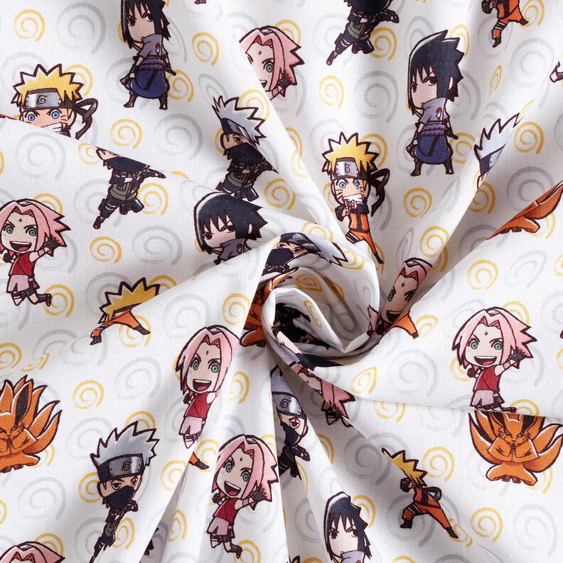 Baumwollpopeline Chibi Naruto Lizenzstoff – weiss,  image number 3