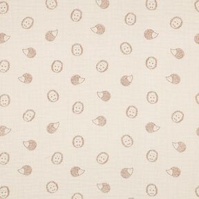 Musselin/ Doppel-Krinkel Gewebe Igel | Poppy Fabrics – natur/hellbraun, 