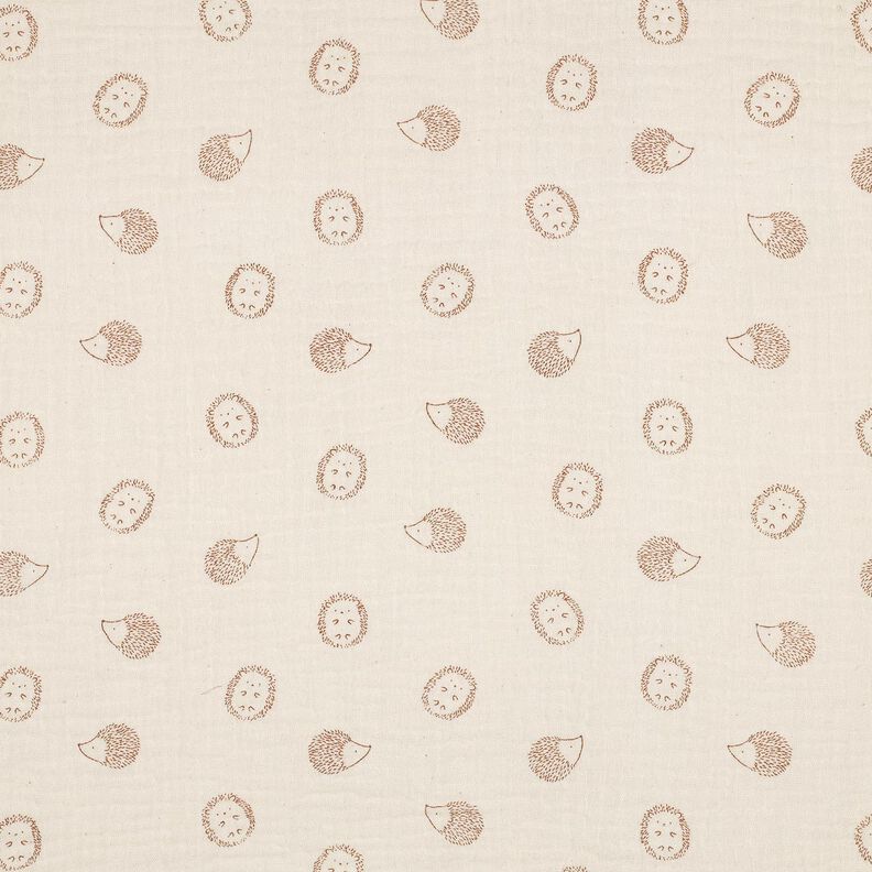 Musselin/ Doppel-Krinkel Gewebe Igel | Poppy Fabrics – natur/hellbraun, image number 1