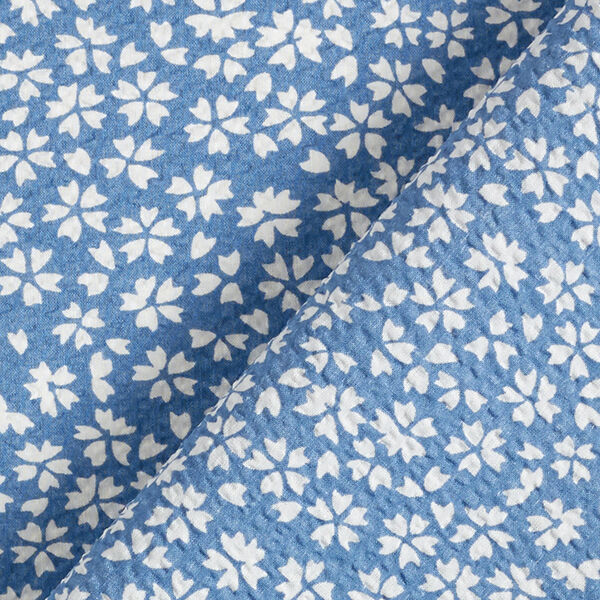 Seersucker Millefleurs – jeansblau/weiss | Reststück 100cm
