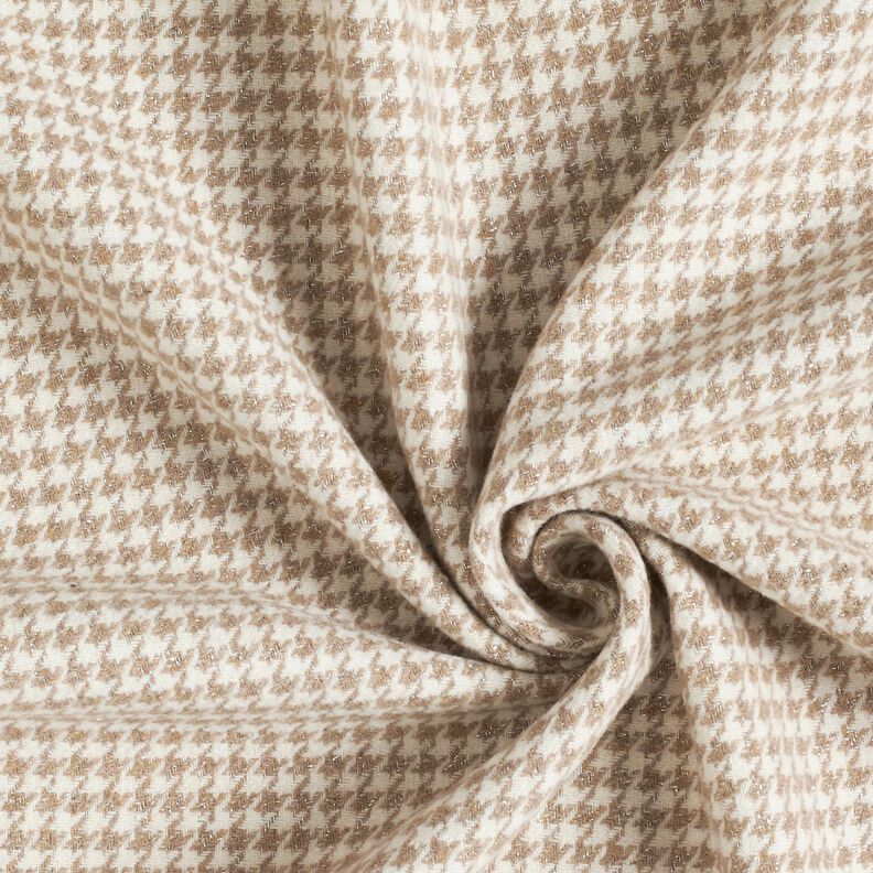 Mantelstoff Woll-Mix Glitzer-Hahnentritt – mocca/wollweiss,  image number 3
