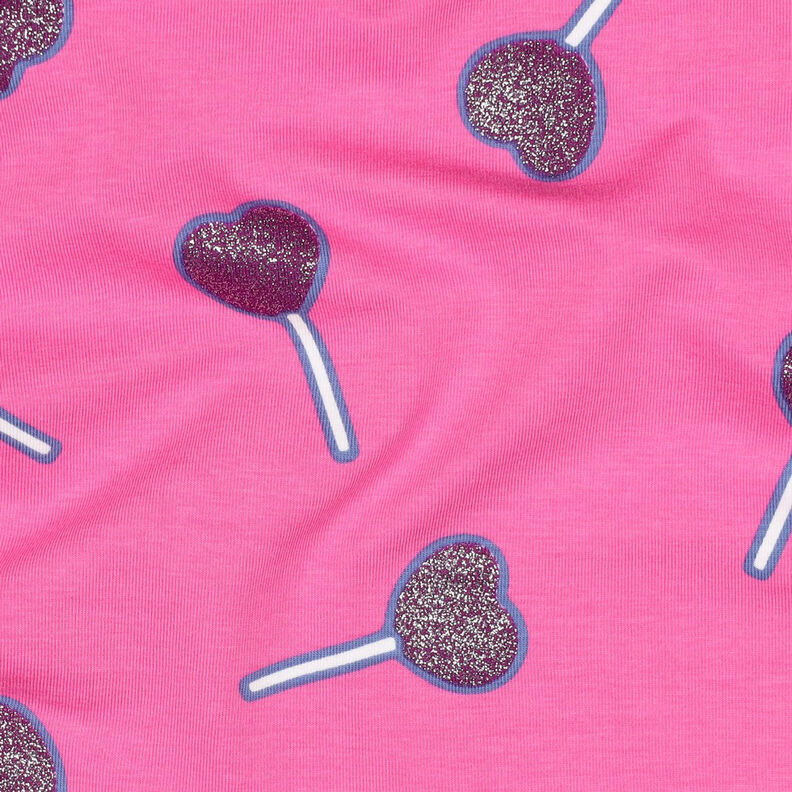 Baumwolljersey Glitzer-Herzen-Lollies | Poppy Fabrics – pink,  image number 2