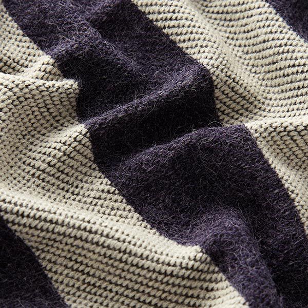 Strickjacquard breite Längsstreifen – nachtblau/weiss, image number 2