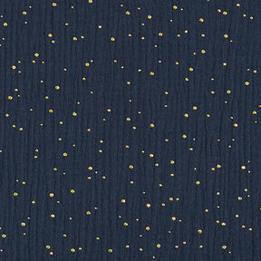 Baumwoll Musselin verstreute Goldtupfen – marineblau/gold, 
