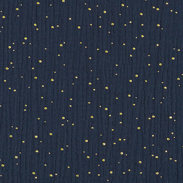 Baumwoll Musselin verstreute Goldtupfen – marineblau/gold | Reststück 50cm