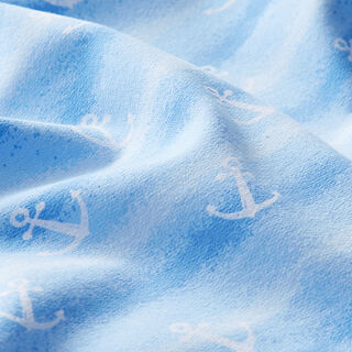 French Terry Sommersweat Anker – hellblau/weiss, 
