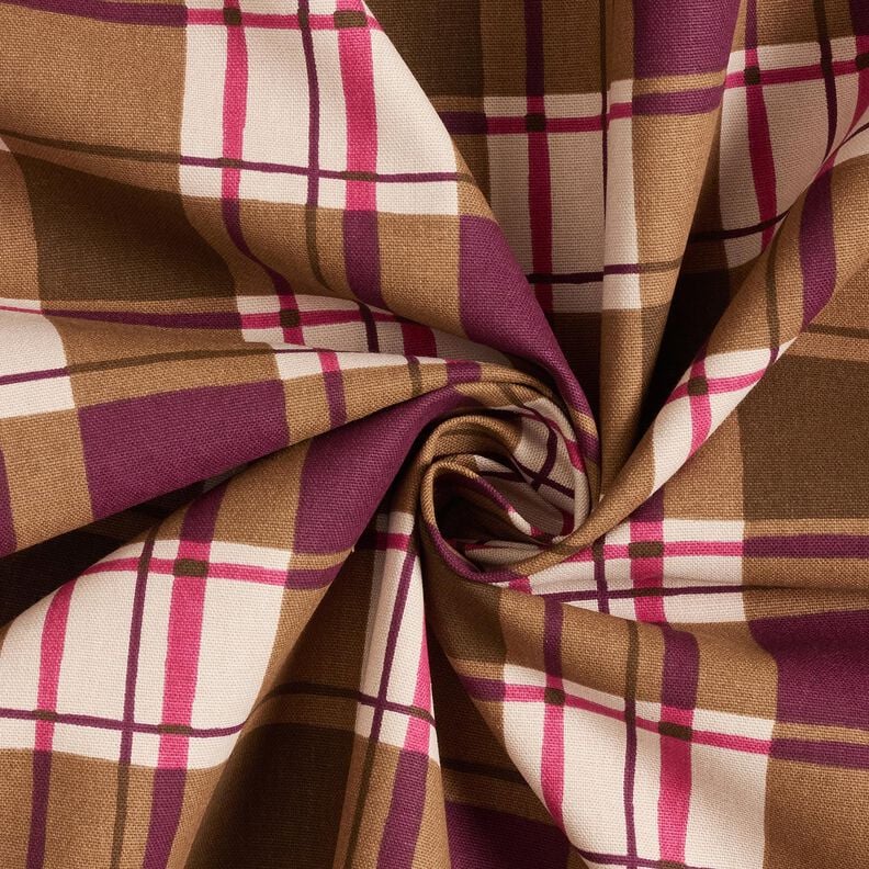 Dekostoff Halbpanama buntes Karo – mocca/traube, image number 3