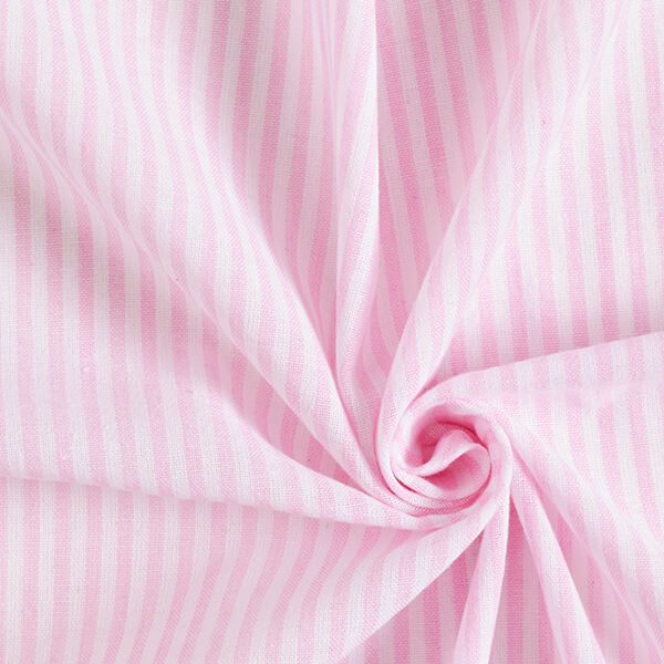 Baumwollstoff feine Längsstreifen – weiss/rosa | Reststück 100cm