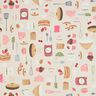 Dekostoff Halbpanama Kuchen und Törtchen – hellbeige/rosa,  thumbnail number 1