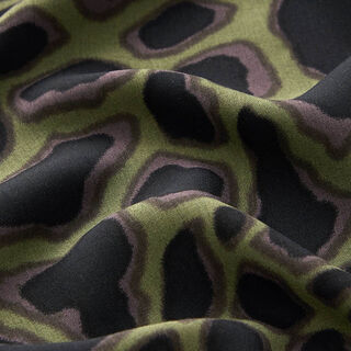 Viskosestoff Leomuster – khaki/schwarz, 