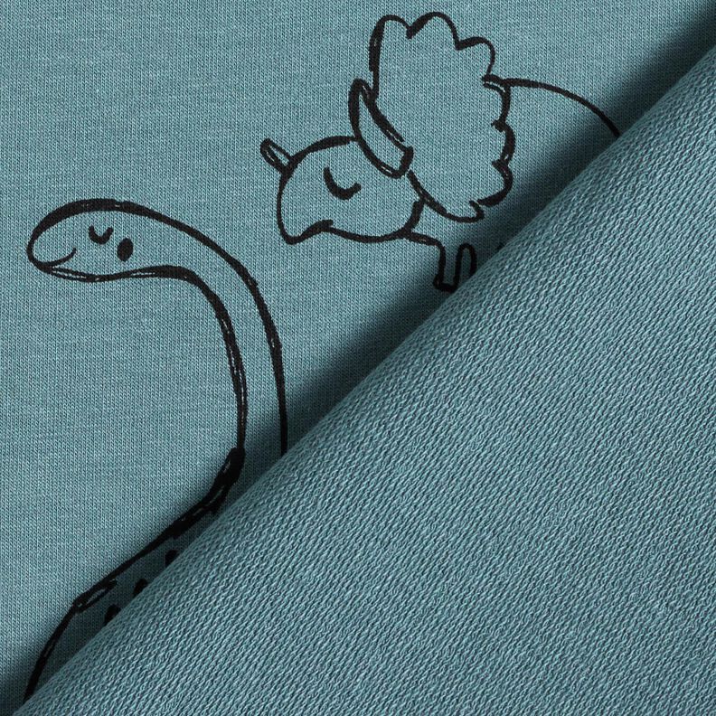 French Terry Sommersweat gro&szlig;e Skribbel Dinos &ndash; blau,  image number 4